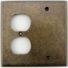Aged Antique Brass 2 Gang Combination Switch Plate - 1