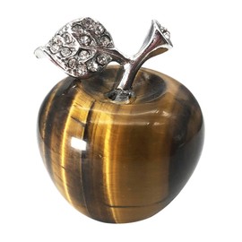 faovramulet Tiger's Eye Stone Carved Appple Figurine Sculpture Statue Healing Crystal Home Ornament Decoration 1.3" Tall