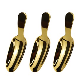 FERCAISH 3-Piece Gold Stainless Steel Mini Dessert Spoons, Short Handle Alloy Spoon for Coffee, Flour, Salt, Spices, Seasonings