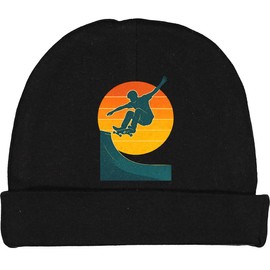 inktastic Skateboarding Sunset Skateboarder Baby Beanie Hat Small Black 46e70
