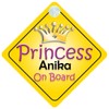Princess Anika On Board Girl Car Sign Child/Baby Gift/Present 002