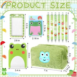 60 Pcs Frog Stationery Set Frog Pencil Pouch Frog Pens Notebooks Sticky Notes Stickers ID Card with Lanyard, Frog Party Favours for Women Girls Frog Lovers Student Teacher Office School Supplies