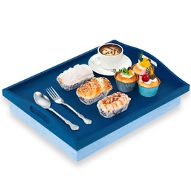 Tioncy Bamboo Lap Tray with Detachable Pillow 16.9'' x 13'' Lap TV Trays Lap Desk with Handles for Adults Eating in Recliner Breakfast Housewarming Gift(Walnut Brown,2 Pieces)