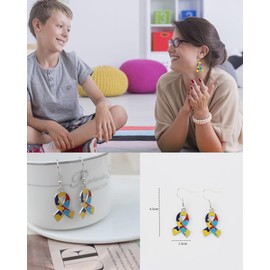 4 Pairs Autism Awareness Earrings for Women Cross Heart Ribbon Shaped Puzzle Piece Earrings Autism Earrings Inspiring Symbols of Autism Support Autism Awareness Jewelry Gift