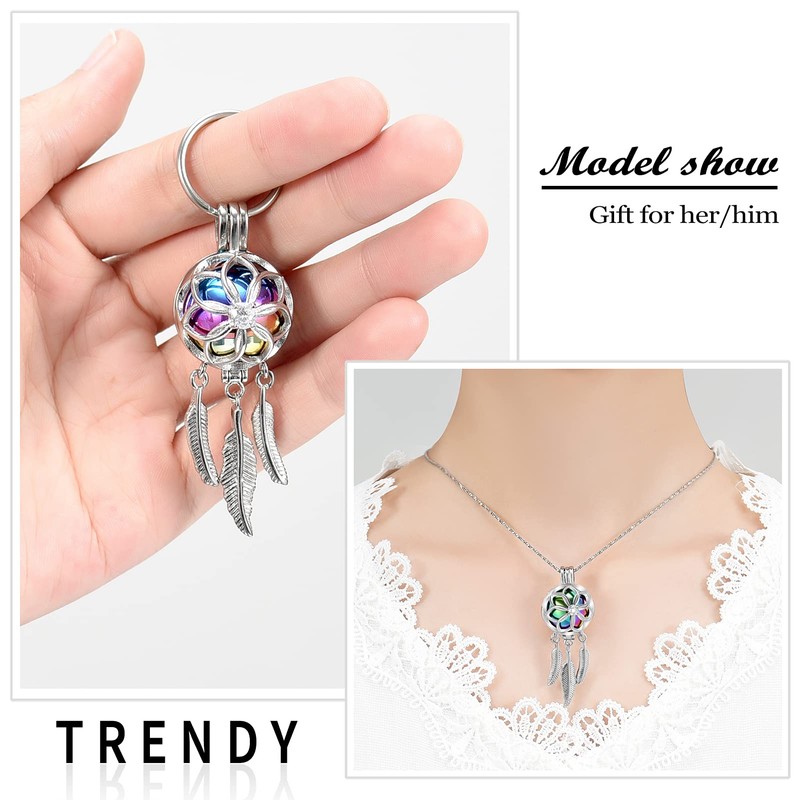 Minicremation Dream Catcher Urn Keychain for Ashes, Stainless Steel Urn