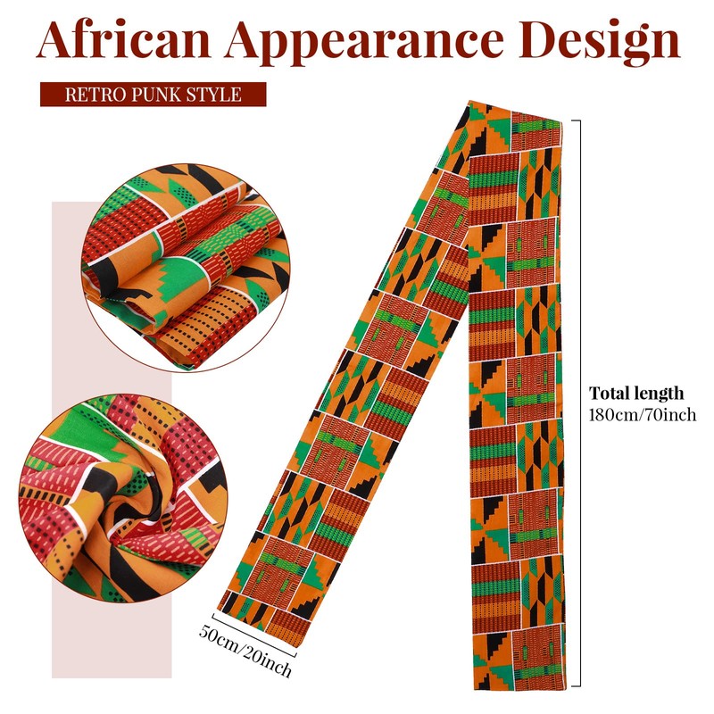 Jiuguva 2 Pcs African Kente Pattern Kufi Hat Kente Kufi