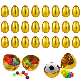 イースターエッグ イースター 飾り 24個セット 金 空 カプセル 卵 詰め替え可能 サプライズエッグ エッグハント ゲーム 付け パーティー 景品 記念品 ゴールド