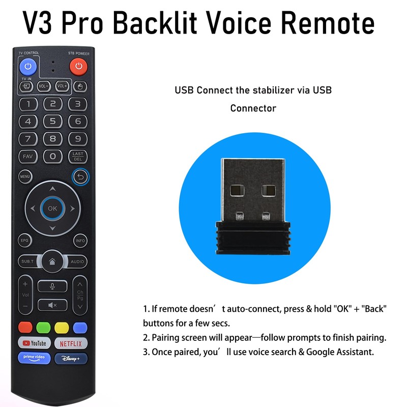 Upgraded V3 Pro Backlit Remote Replacement Voice Remote Compatible with