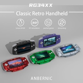 RG34XX Retro Handheld Game Console, 3.4 Inch IPS Screen, 64GB Storage, 5532 Pre-Installed Games, WiFi, HDMI (RG34XX-Glacier)