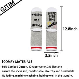 Funny Music Quote Gift Warning May Randomly Break Into Song Funny Musical Theatre Socks (Break into song CA)