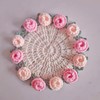 Crochet Pink Rose Floral Coaster 1-Pack - 5.1" Light Pink