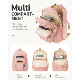 WINDARS School Backpack for Girls Boys, Cute Aesthetic College Bookbag 15.6 Inch Laptop Women Backpacks Large Casual Daypack for Elementary to High School Students (Pink)