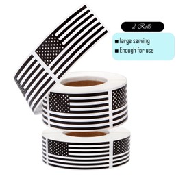 Black American Flag Sticker for Decals Roll Waterproof, Black USA Flag Stickers Black and White Patriotic Sticker Labels Water Bottle Laptop Stickers (1000)