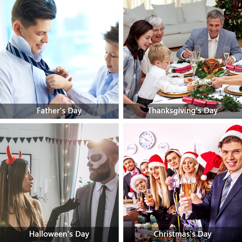 HISDERN Mens Ties Formal Silk Navy Blue Ties and Pocket