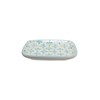 Large Rectangular Soap Dish Tray Floral/Blue Ceramic with Holes for