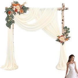 Huamirra Wedding Arch Tulle Fabric, 75 x 600 cm Chiffon Fabric Curtains, Tulle Decorative Fabric, Bow Curtain, Pelmet Free Decoration, Curtains Wedding Arch Curtains for Arbour Wedding Archway (White)