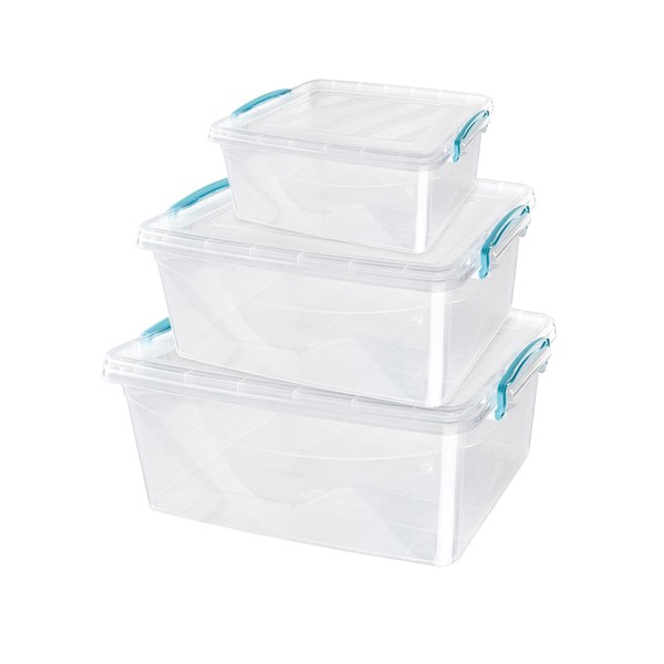 JVL Plastic Clip Lidded Food Storage Box, Stackable & Nestable,