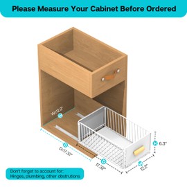 2 Pack Pull out Cabinet Organizer Fixed with Adhesive Nano Film, Simple Pull Out Cabinet Sliding Basket, Slide Out Drawers For Kitchen Cabinets, Bathroom Pantry, 12.2W X 17.3D X6.2 H