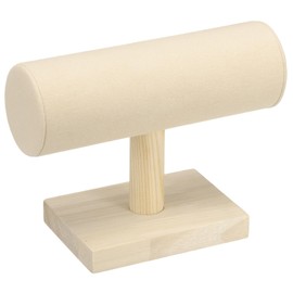 sourcing map Bracelet Holder Display, Wooden Bracelet Watch Scrunchie Holder Stand T-Bar Jewelry Organizer Stand for Boutiques, Stores, Showcases and Home (Beige)