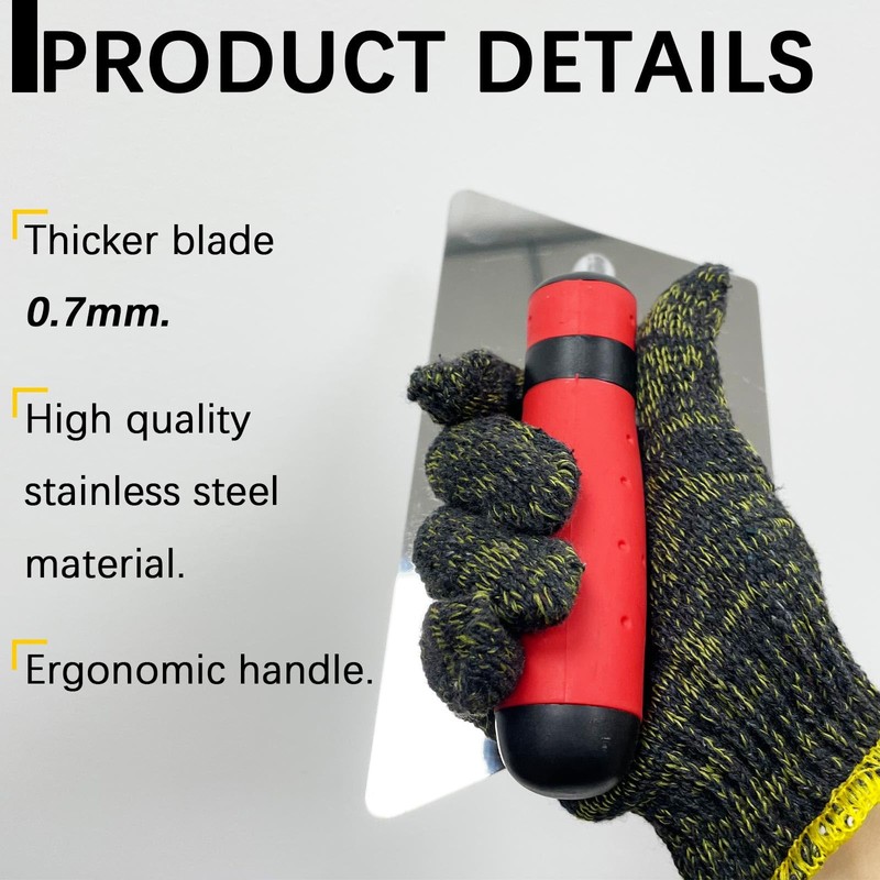 3 Pack Plaster Finishing Trowel Set, Polished Stainless Steel Paint