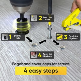 JNB Pro Edge Banding Hole Puncher Set – Heavy Duty Screw Cover with 2 Adjustable HSS 5/16" Countersink Bits and 2 Hex Allen Wrenches – Ideal for Creating 8.7mm (11/32") Holes in Carpentry Projects