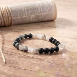 Myga Healing Crystal Bead Bracelet - Natural Gemstone Bracelet for Women and Men - Elasticated Bracelet for Meditation, Yoga, Reiki, Positive Energy & Chakra Healing - 8mm Beads, Guidance & Strength