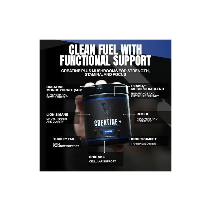 Vedge Nutrition Creatine Vegan Plant-Based Creatine Monohydrate Powder Energy, Performance