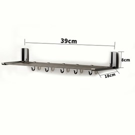 GYUPXYH Foldable Wall Shelf No Drilling Removable Spice Rack & Shower Shelf with Hooks (39 x 18 cm) Multifunctional for Kitchen, Bathroom, Living Room, Balcony