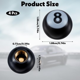 Ymapinc 4PCS 8 Ball Tire Stem Valve Caps, Universal Cool 8 Ball Tire Valve Caps, Dustproof and Air Leakage Proof for Cars, Bikes,Motorcycles,Bicycles,Valve Inner Diameter 0.29 inches
