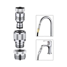 Kitchen Sink Faucet Quick Connector, Dishwasher Washer Snap Coupling Adapter, Faucet to Garden Hose Adapter for Bathroom Kitchen/Shower Hose/Garden Hose