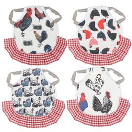AIEX Pack of 4 Standard Chicken Saddle Chicken Apron with Elastic Strap Back Wing Protection Poultry Feather Care Accessories for Chicken Ducks Goose, red