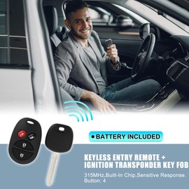 X AUTOHAUX 315MHz GQ43VT20T Keyless Entry Remote Ignition Transponder Key Fob for Toyota Sienna 2004-2010 for Toyota Solara 2004-2008 67 Chip 4 Buttons