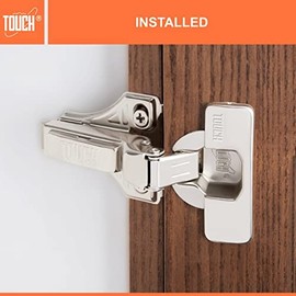 TOUCH Cabinet Hinges (5 Pairs, 10 PCS) Face Frame Cupboard Door Hinge 3/8" Inch Half Overlay Concealed European Clip-On Hinges for Kitchen Cabinet 3-Way Adjustable with Dowels