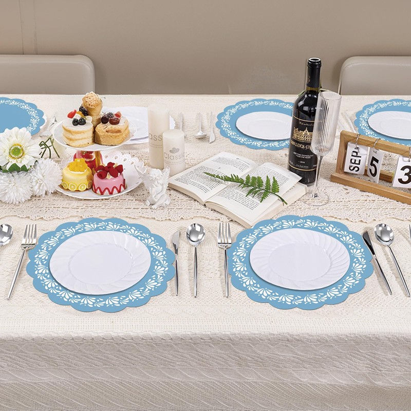 100pcs Blue Cielito Lindo Paper Placemats, HYMENEX Mexican Table Mats