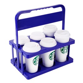 Bodaon 6 Cup Drink Carrier with Handle, Plastic Cup Carriers for Drinks, Drink Holder for Car, Food Delivery Drivers Accessories, Portable Foldable Reusable Mobile, Use for Food Delivery Bag, Purple