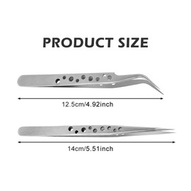 4pcs Tweezers Pointed Antistatic Stainless Steel Tweezers Curved and Straight Curved Tweezers Professional Precision Tweezers for Water Pets, Crafts, Repair