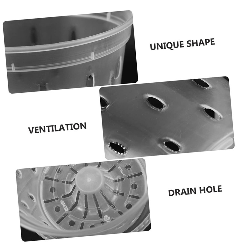 Abaodam 2 Sets Clear Plastic Orchid Pots of Breathable Planters