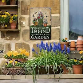 Cute Funny Garden Decor Gardening Gifts for Gardeners Spring Farmhouse decor Patio Signs Fence Decor Vintage Signs for Outside