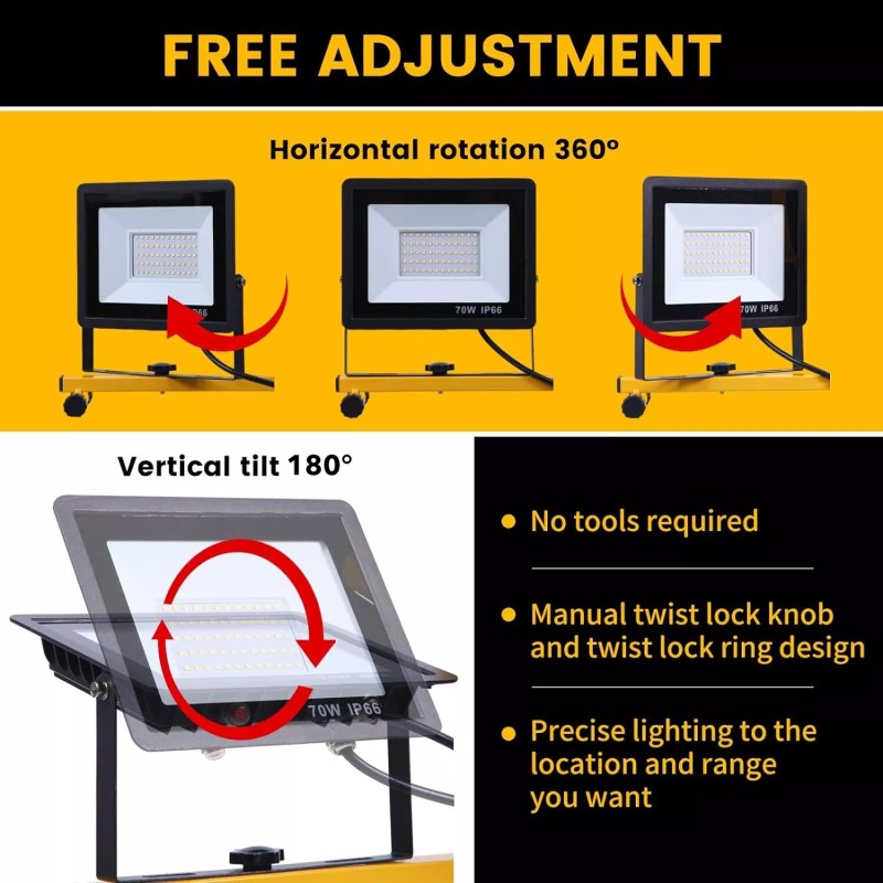 HBN 18000 Lumen LED Work Lights W/ Stand,2 Adjustable Head