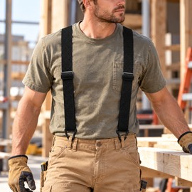 Adjustable Y-Back Suspenders for Men – 1.5-Inch Wide Straps with 3 Snap Hooks for Secure Everyday Pants Support