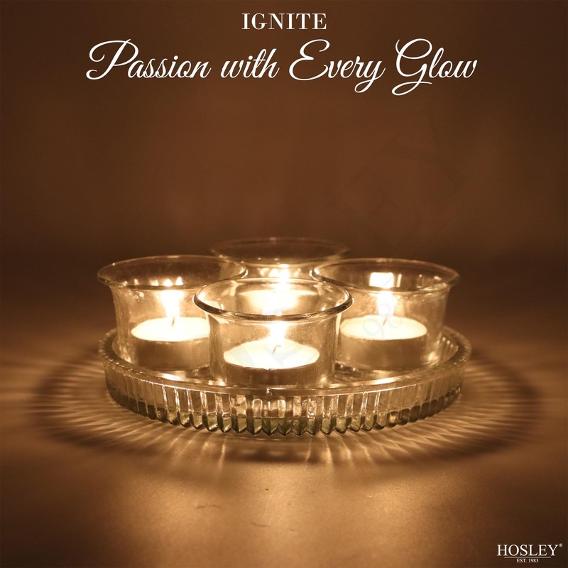 Hosley 2.5 Inch Diameter Clear Glass Oyster Tea Light Holders