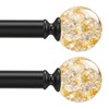 Black Decorative Crystal Curtain Rods,Heavy Duty Adjust 18-45",2 Pack