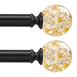 Black Decorative Crystal Curtain Rods,Heavy Duty Adjust 18-45",2 Pack