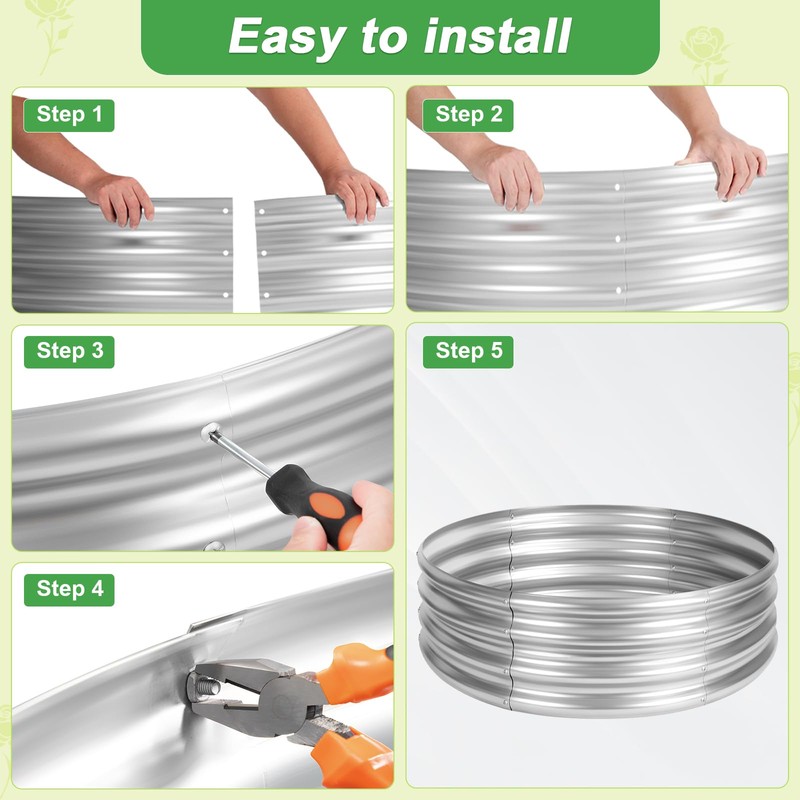 AHEONLAR 3Pack 2x2x1 ft Round Galvanized Raised Garden Bed Kit