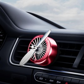 Propeller Style Car Air Freshener: Wind-Driven Ultra-Quiet for Women Men Automotive Fragrance Decoration Accessories to Enjoy Your Drive Pleasure (Red, 2 Leaves)