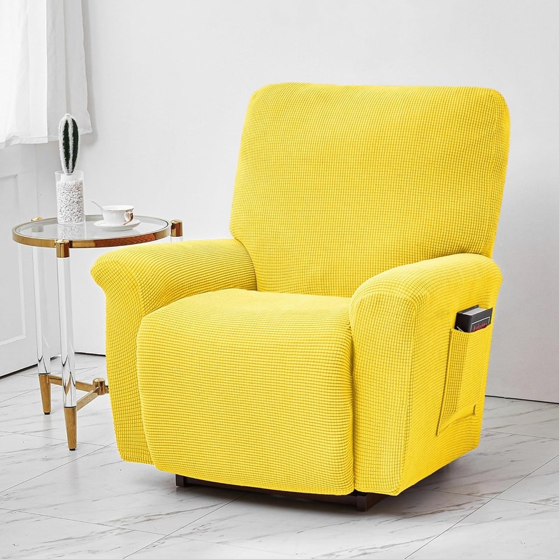 CONRUSER Stretch Recliner Chair Covers, 4-Piece Soft Sofa Cover Thick