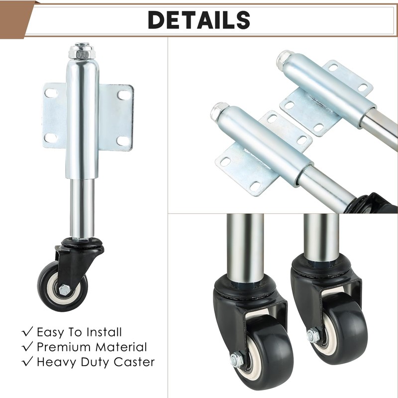 FLKQC 2" Spring Loaded Gate Caster, Single Pack TPU Wheel