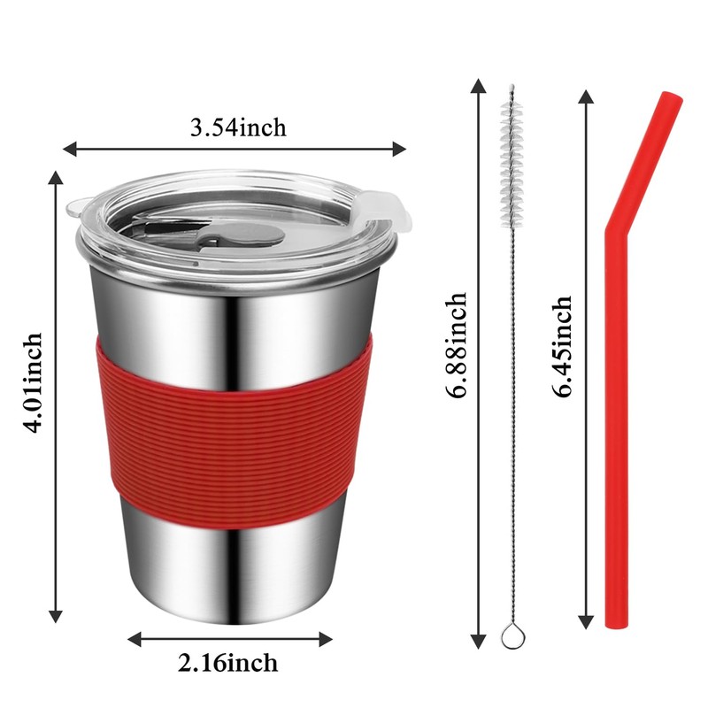 Rommeka Toddler Cups with Straws, 18/8 Stainless Steel Children Smoothie