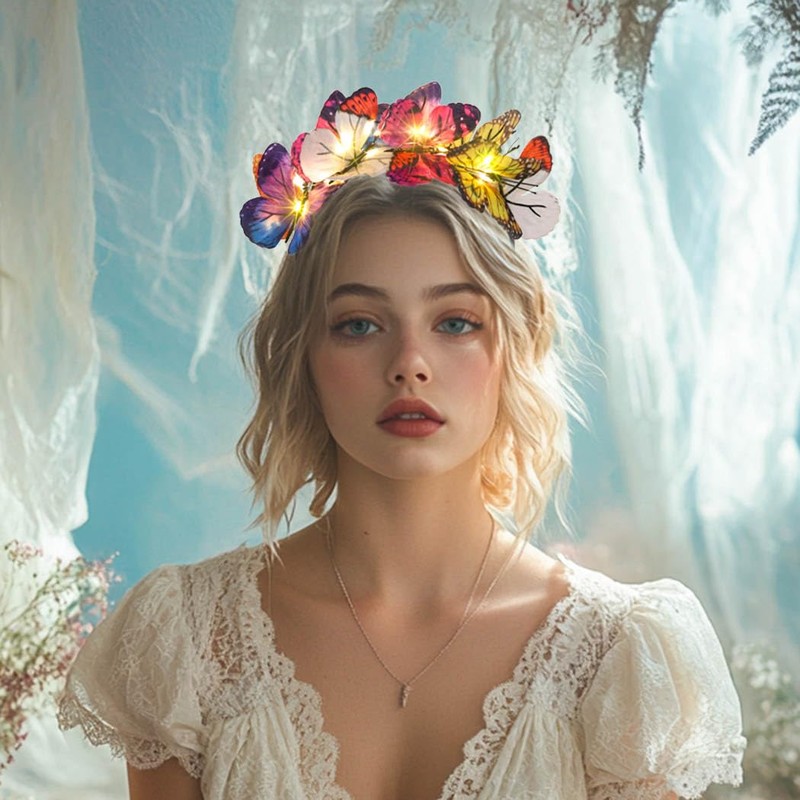 Gangel Light Up Butterfly Headband LED Glowing Hairbands Sparkling Butterfly