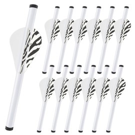 KEAUP 12 Packs Arrow Fletching with 2 Inch Arrow Vanes, Shrink Fletch Stretch Arrow Wraps Universal Fit for Arrows and Bolts, DIY Archery Fletching Tool (Black Stripe & White)